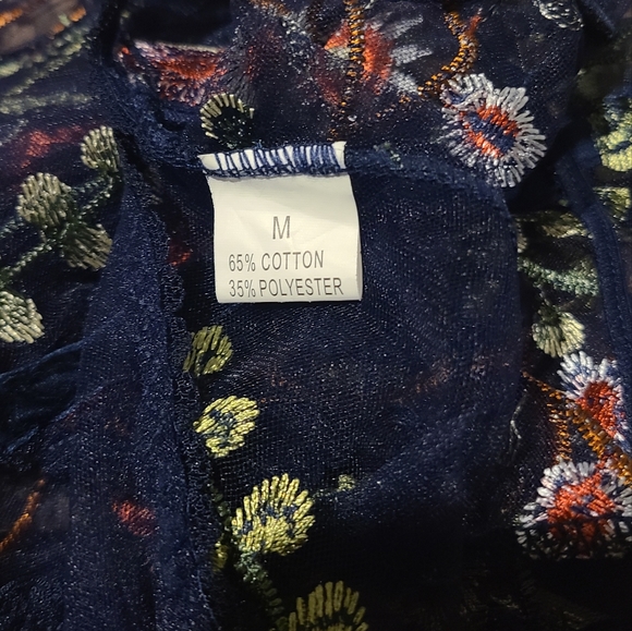 Embroidered sheer mesh bodysuit - Picture 3 of 5